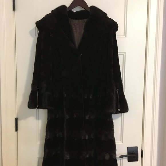 Womens Brown Fur Custom A-Line Coat - Size 4